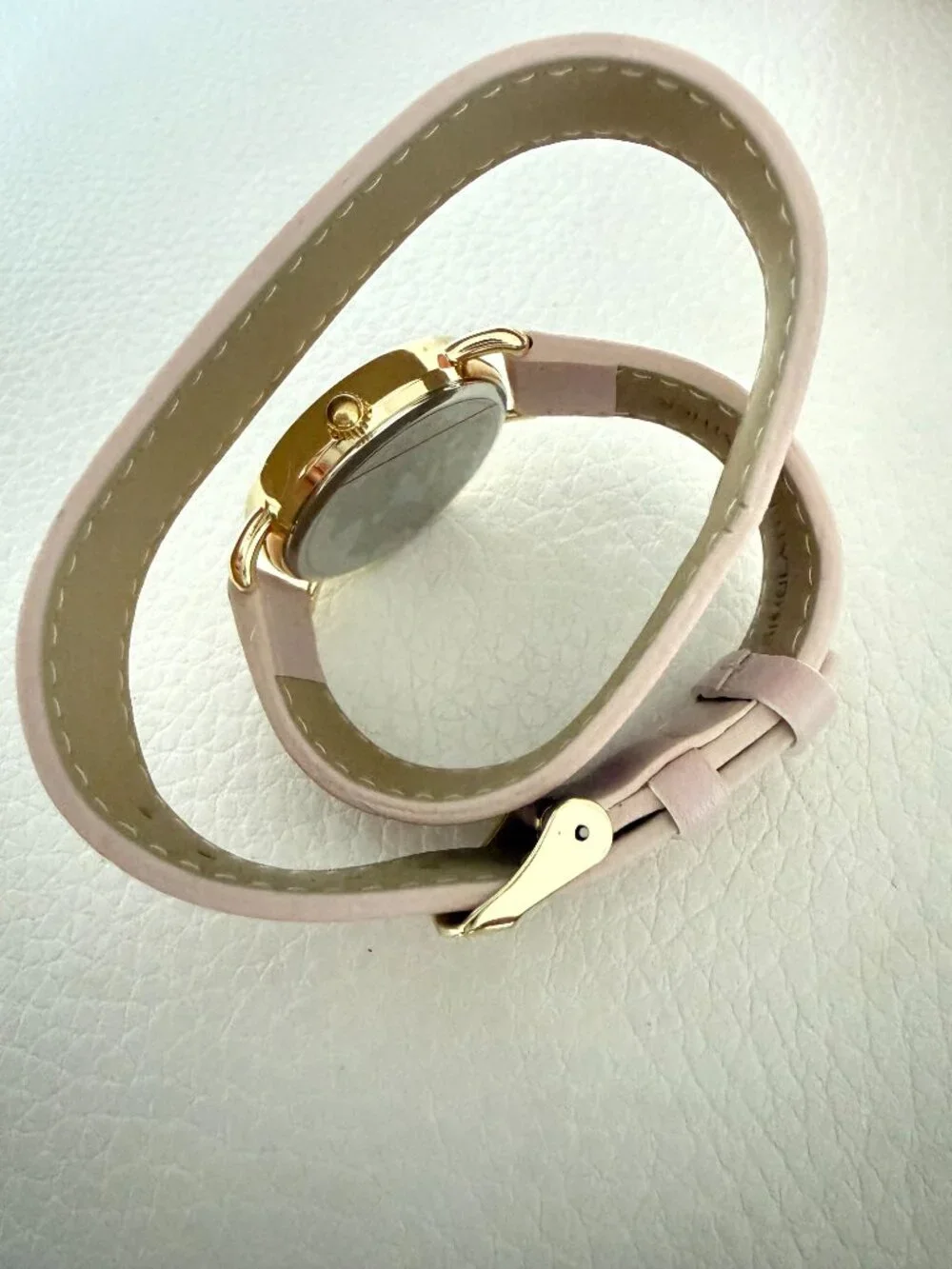 NIB JUICY COUTURE PINK WRAP LEATHER STRAP WATCH RHINESTONE BEZEL CROWN DIAL
